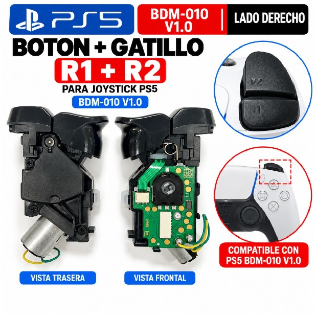 &ua REPUESTO GATILLO PS5 R1 R2 JOYSTICK PS5 BDM-010